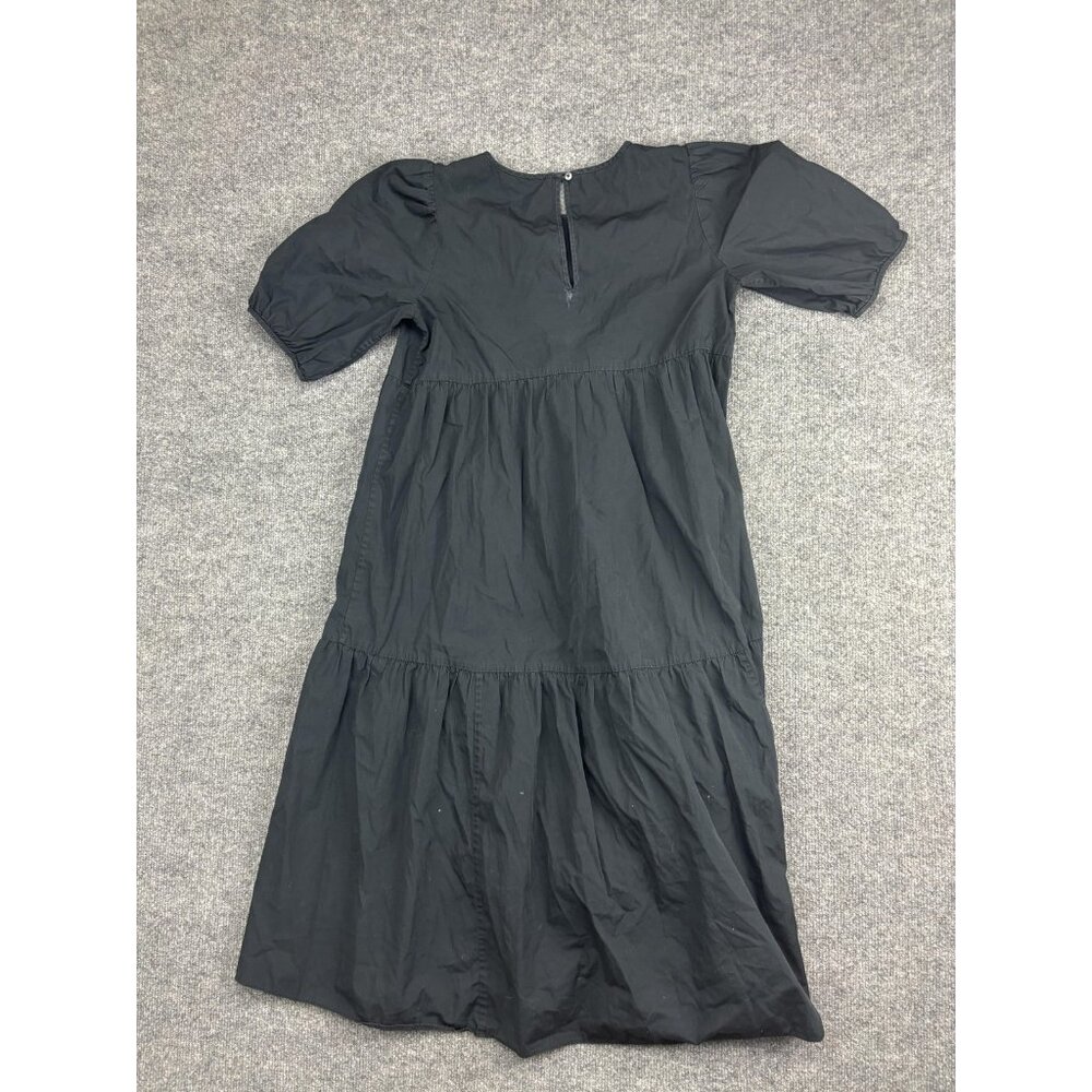 Wilfred Dress Womens XS Black Tiered Puff Sleeve‎ Cotton Keyhole Back Aritzia - Picture 7 of 8